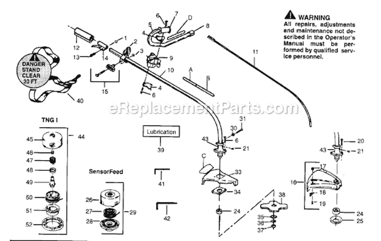 Page C Diagram and Parts List for XT85  Weed Eater Trimmer